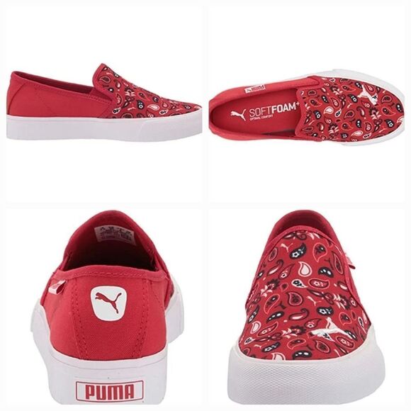 🩵NIB Puma Urban Red Bari Bandana Slip-on Sneakers Size 8 - Picture 3 of 15